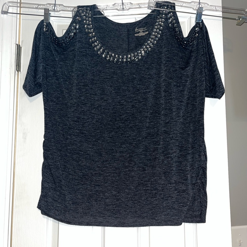 Lane Bryant Cold Shoulder Beaded Top